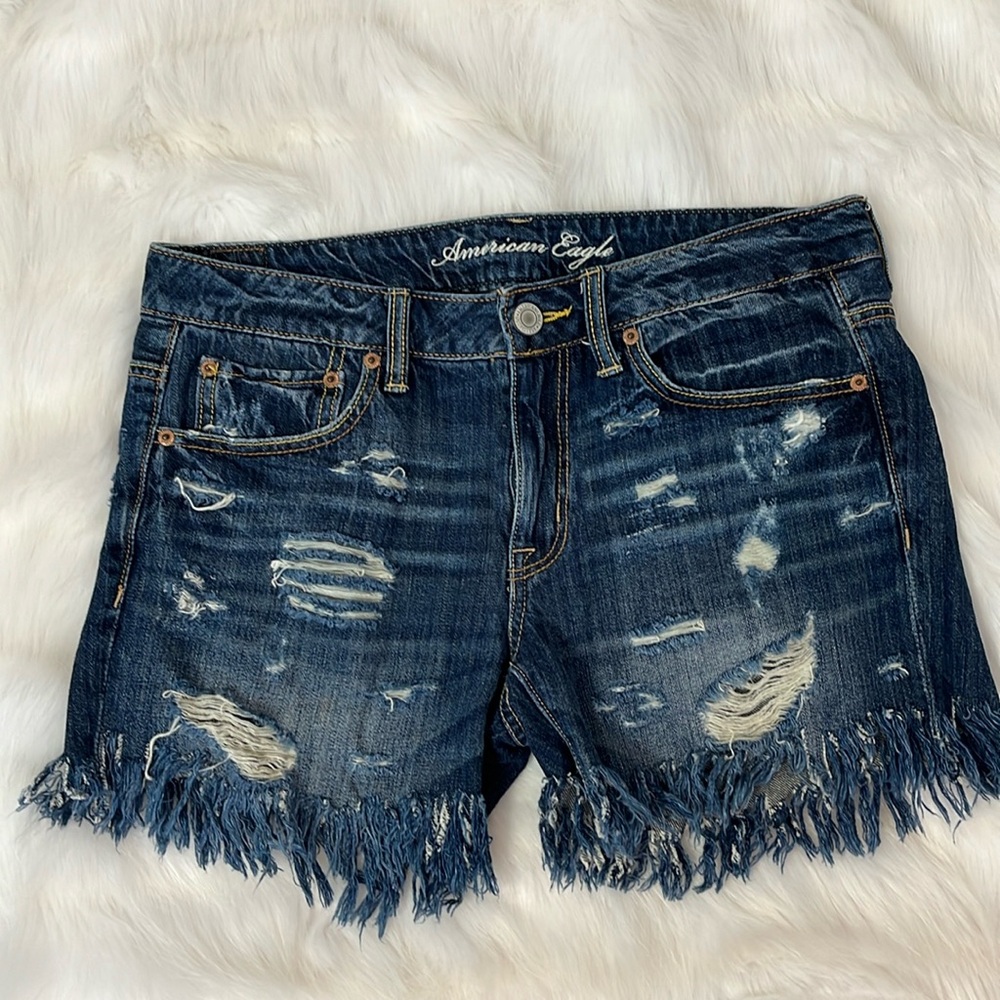 American Eagle distressed fringe Jean shorts